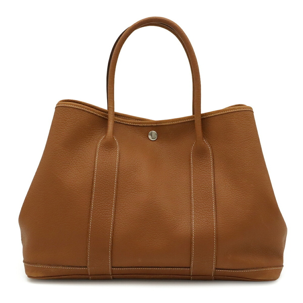 HERMES Garden PM Tote Bag Handbag Negonda Leather Brown □K Stamp